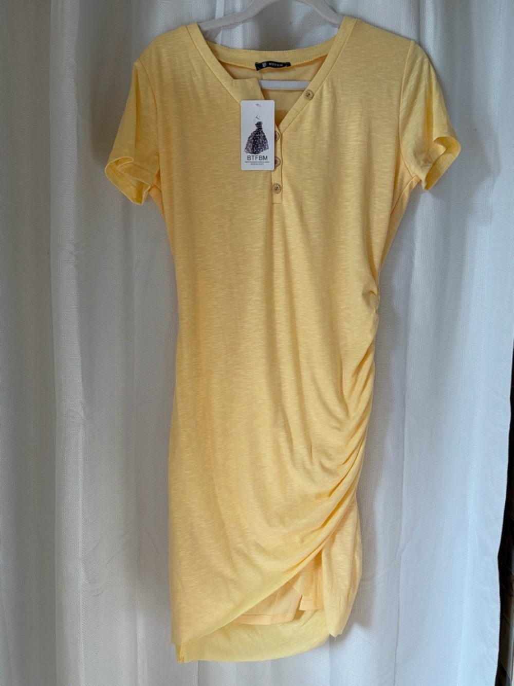 NWT.  BTFBM Light Yellow Henley Button Front Top
